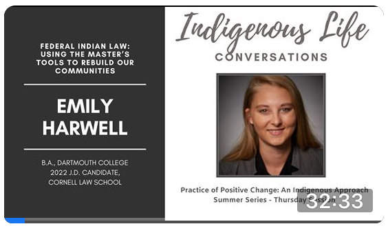 Screen shot of video for Practice of Positive Change: An Indigenous Approach with Emily Harwell; click to follow link and watch video