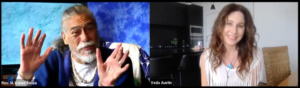 image of M. Kalani Souza on the left and Veda Austin on the right, taken during their virtual conversation